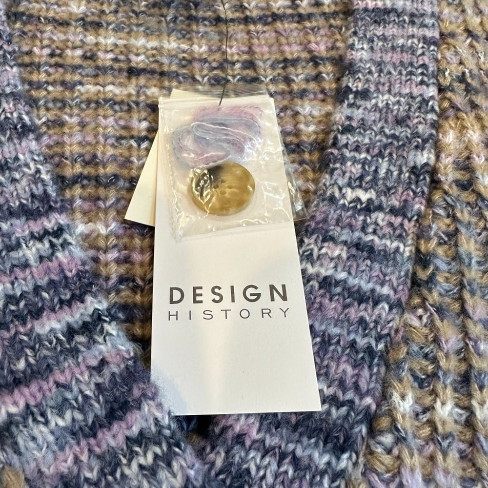 Design History Cardigan Sweater Chunky Marled V-Neck Cropped MEDIUM #M8043X NWT - Picture 3 of 12